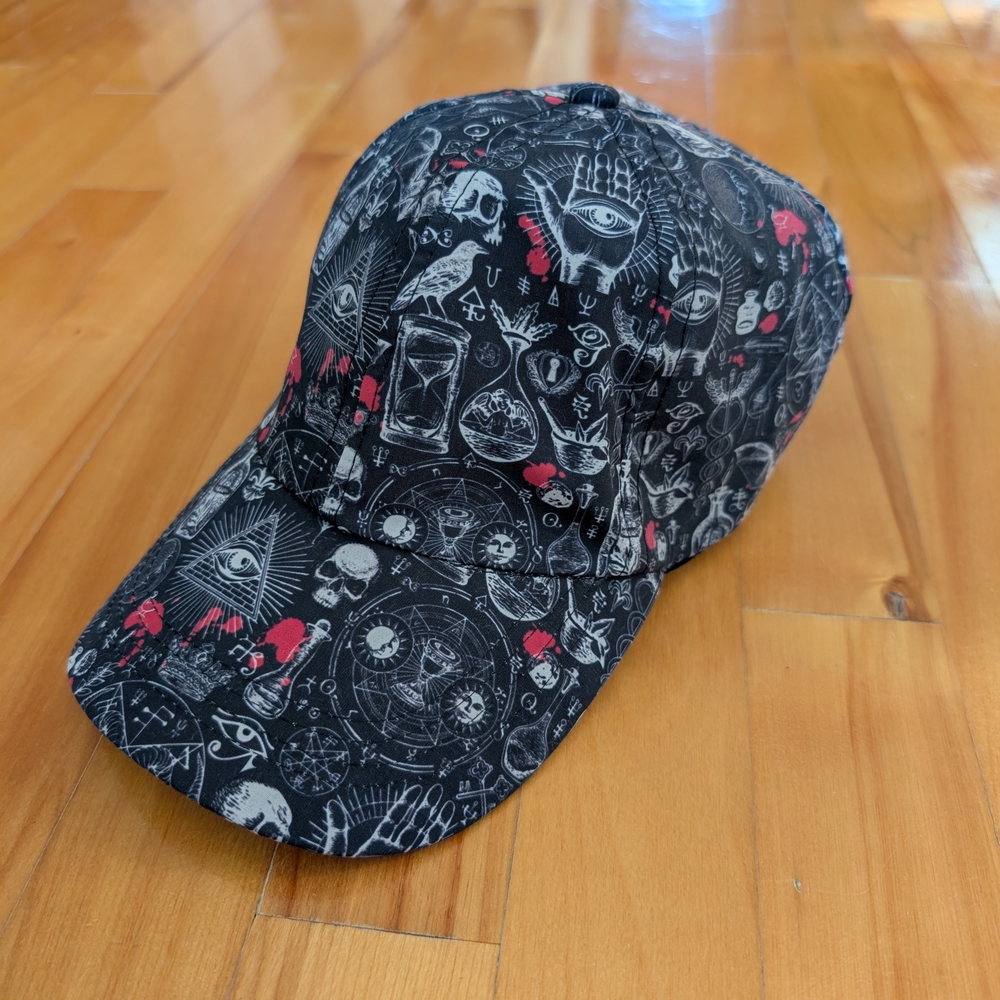Witchy Spirit Halloween Black and Red Graphic Baseball Cap